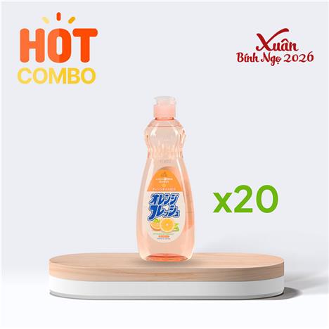 Combo siêu tiết kiệm 1 thùng 20 chai Nước rửa chén trung tính hương cam Rocket 600g
