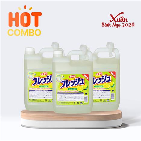Combo siêu tiết kiệm 1 thùng 3 can Nước rửa chén Wai Rookie V nhà bếp 4L