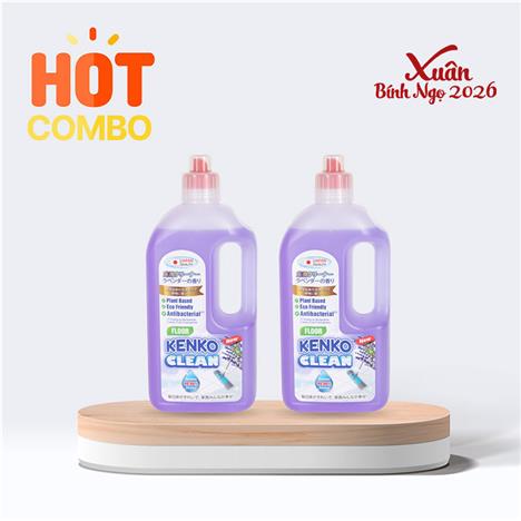 Combo siêu tiết kiệm 2 Nước lau sàn gốc thực vật diệt khuẩn Kenko Clean hương Lavender 1L
