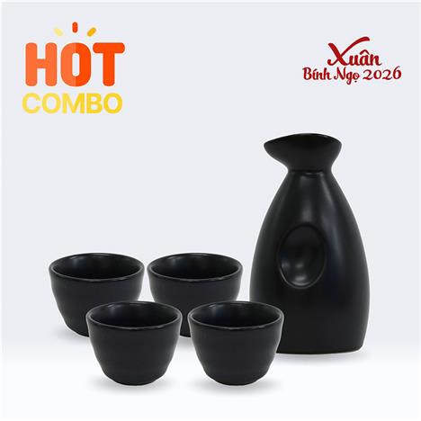 Combo siêu tiết kiệm Bình sứ đựng rượu 360ml và 4 Ly sứ uống rượu 50ml