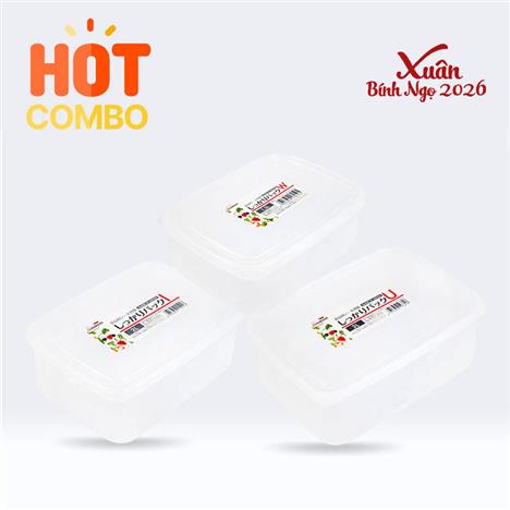Combo siêu tiết kiệm 3 Hộp đựng thực phẩm Nhật Bản trữ đông, trữ mát, dùng lò vi sóng Nakaya 3 size (1.3L, 2L, 3l)