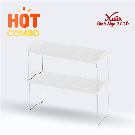 Combo siêu tiết kiệm 2 Kệ để đồ đa năng gấp gọn Nhật Bản Pearl Metal 40x15.5cm