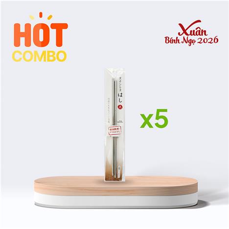 Combo siêu tiết kiệm 5 đôi đũa inox chống trượt Echo Metal 23cm