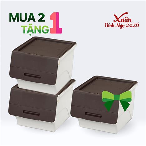Combo siêu hời mua 2 tặng 1 Hộp đựng nắp gập Sanka 38.5x46x31cm (M) - Nâu