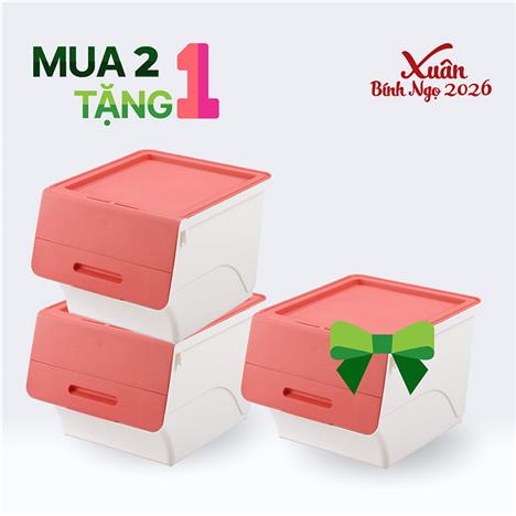 Combo siêu hời mua 2 tặng 1 Hộp đựng nắp gập Sanka 38.5x46x31cm (M) - Hồng