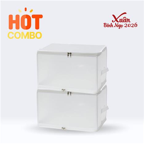 Combo siêu tiết kiệm 2 Hộp đựng vật dụng, quần áo gấp gọn có dây kéo 40x30cm