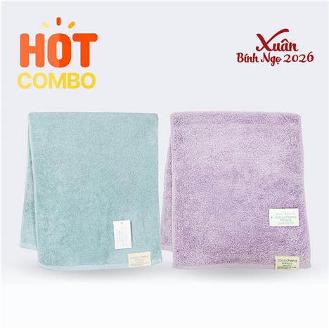 Combo siêu tiết kiệm 2 Khăn vải cotton Nissen 34x82cm Cocochiena CE-8020 (Blue Green & Purple)