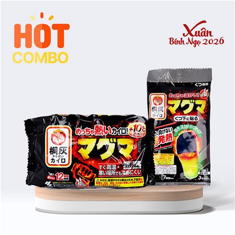 Combo siêu tiết kiệm Miếng giữ nhiệt làm ấm bàn chân 3 cặp (có keo dán) và miếng làm ấm cơ thể Kobayashi 9.5x13cm 10 miếng