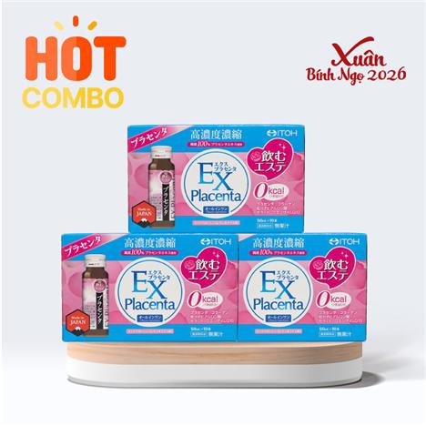 Combo siêu tiết kiệm 3 hộp TPBVSK: Nước uống đẹp da EX PLACENTA Itoh 50mlx10