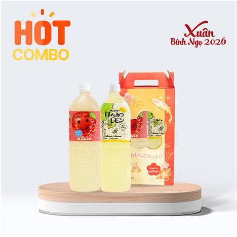 Combo siêu hời mua Nước chanh mật ong và nước ép táo Nhật Bản Suntory 1.5L tặng hộp giấy