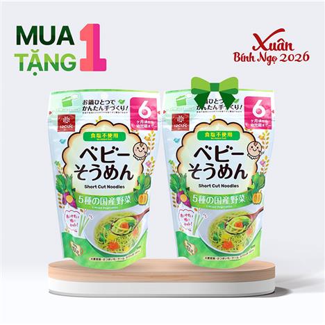 Combo siêu hời mua 1 tặng 1 Mì baby somen 5 vị rau củ Hakubaku 100g