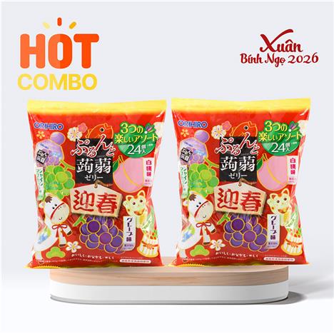 Combo siêu tiết kiệm 2 túi Thạch trái cây Nhật Bản Orihiro 3 vị 480g (24 cái)