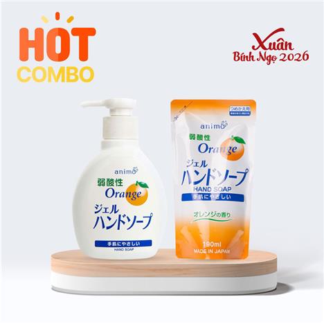 Combo siêu tiết kiệm Chai 200ml và Túi 190ml Gel rửa tay Animo Weak acid
