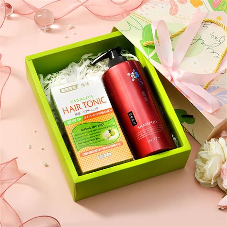 Giftset 8/3: Tinh dầu bưởi dưỡng tóc Yanagiya Hair Tonic Citrus 240ml và Dầu gội hoa trà Kumano óng mượt 600ml