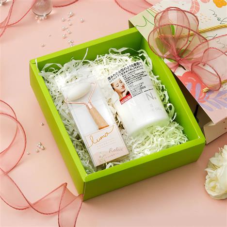 Giftset 8/3: Cây lăn massage đá tự nhiên nâng cơ mặt, đuôi mắt, vùng cổ và Gel cấp ẩm và dưỡng trắng da tế bào gốc NMN White All In One Gel 245g