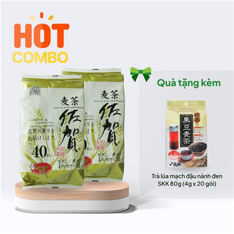 Combo siêu hời mua 2 Trà lúa mạch Nhật Bản túi lọc SKK (10g x 40 gói) tặng 1 Trà lúa mạch đậu nành đen SKK (4g x 20 gói)
