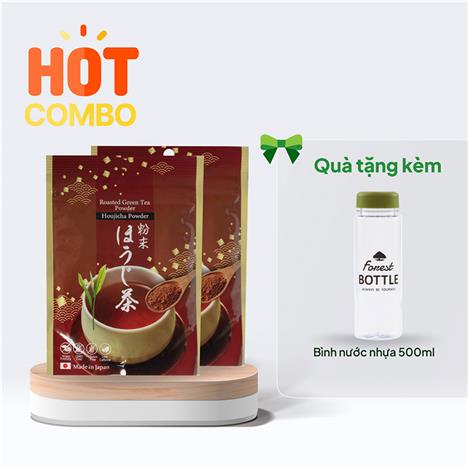 Combo siêu hời mua 2 Bột trà rang Houjicha Nhật Bản Kanes 50g và tặng Bình nước nhựa 500ml (Nhiều mẫu)