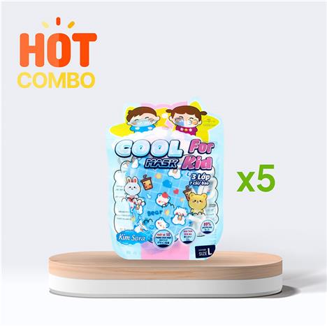 Combo siêu tiết kiệm 5 gói Khẩu trang y tế  Kim Sora  5D trẻ em 3 lớp 7 cái size L  (Nhiều mẫu)