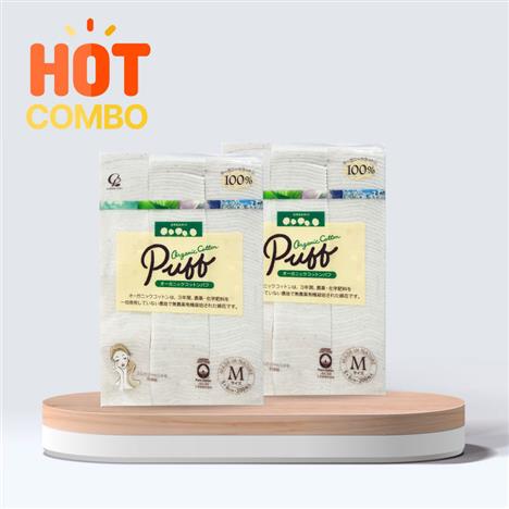 Combo siêu tiết kiệm 2 bông tẩy trang Cotton Organic thiên nhiên 200 miếng size M