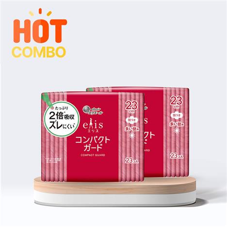 Combo siêu tiết kiệm 2 băng vệ sinh siêu mỏng có cánh Elis Compact 23cm 23 miếng (Nhiều mẫu)