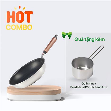 Combo siêu hời mua Chảo chống dính cao cấp Nhật Bản Hokuriku 26cm Plateado tặng Quánh inox Pearl Metal D