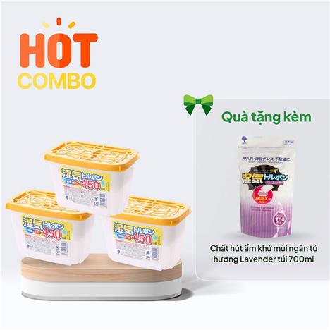 Combo siêu hời mua 3 Chất hút ẩm khử mùi chống mốc Kokubo 450ml tặng 1 Chất hút ẩm khử mùi ngăn tủ túi 700ml