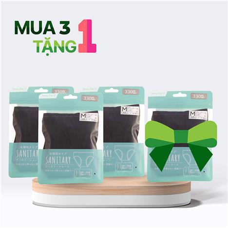Combo siêu hời mua 3 tặng 1 Quần lót nữ cao cấp đáy 2 lớp cố định băng vệ sinh màu trơn size M (Nhiều mẫu)