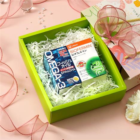 Giftset 8/3: TPBVSK: Viên uống dầu cá Orihiro 180 viên và Thực phẩm bảo vệ sức khỏe Biofermin 1.5g x 30 gói