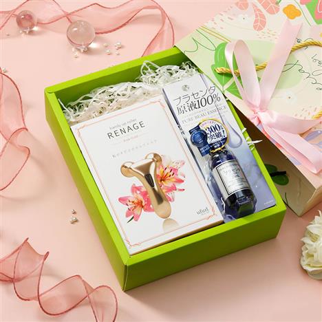 Giftset 8/3: Cây lăn massage mặt và toàn thân Renage và Tinh chất Placenta tinh khiết Japan Gals 25ml