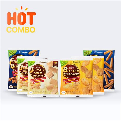 Combo siêu tiết kiệm 6 gói 3 vị bánh quy Kajitani (bơ 65g-sữa 65g-bánh quy 100g)