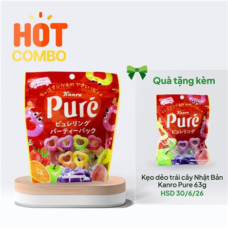 Combo siêu hời mua Kẹo dẻo trái cây Nhật Bản Kanro Pure 156g tặng gói 63g cùng loại (HSD: 30/6/26)