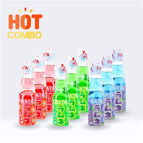 Combo siêu tiết kiệm 9 chai Soda Ramune 200ml (3 dâu-3 dưa lưới-3 việt quất)
