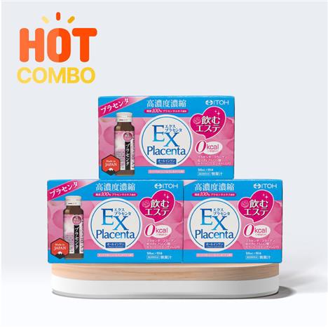 Combo siêu tiết kiệm 3 hộp TPBVSK: Nước uống Ex Placenta Itoh 50mlx10 chai, giảm lão hóa, làm đẹp da