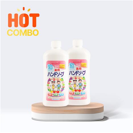 Combo siêu tiết kiệm 2 chai Bọt rửa tay kháng khuẩn Animo 450ml Hương trái cây