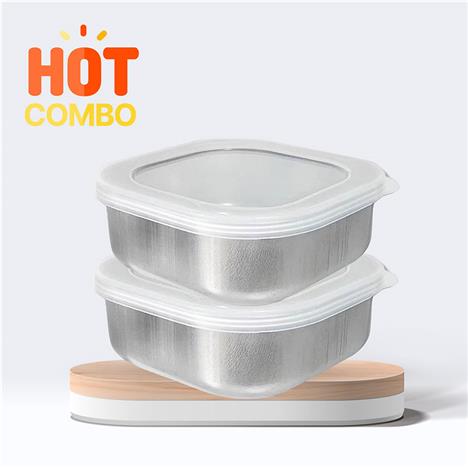 Combo siêu tiết kiệm 2 Hộp inox đựng thực phẩm Echo Metal 10x10cm