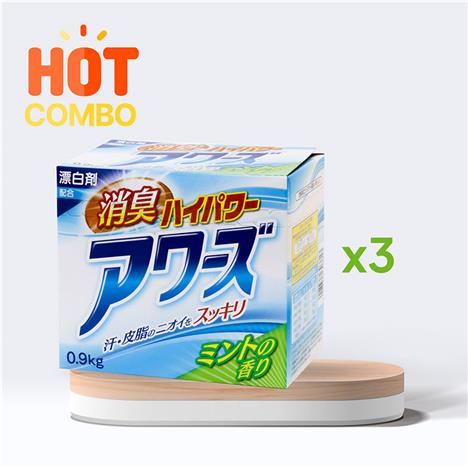 Combo siêu tiết kiệm 3 hộp Bột giặt khử mùi quần áo Rocket hương bạc hà 900g