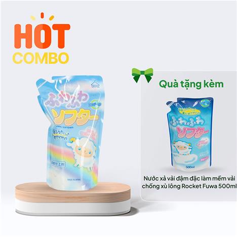 Combo siêu hời mua 1 Nước xả làm mềm vải Rocket 1.5L tặng nước xả vải chống xù lông Rocket Fuwa 500ml