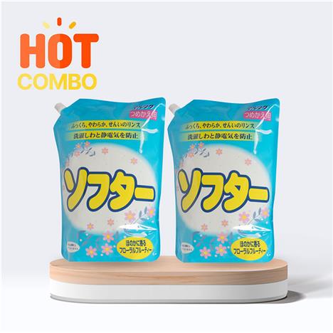 Combo siêu tiết kiệm 2 Nước xả vải chống nhăn và xù lông Marufuku Softer hương hoa quả dịu nhẹ 2L