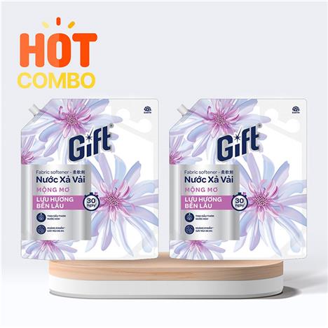 Combo siêu tiết kiệm 2 túi Nước xả vải Gift Mộng Mơ lưu hương bền lâu túi 3,2kg